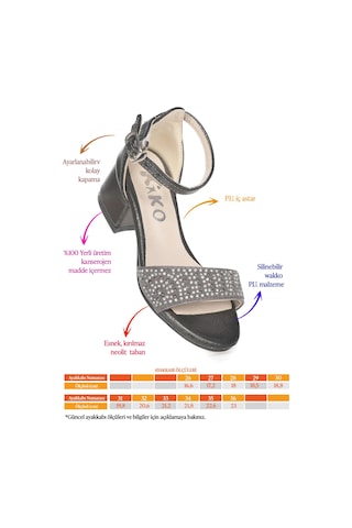 Kiko Kids Heidi Vakko Günlük Kız Çocuk 3 Cm Topuk Sandalet Ayakkabı Platin Platin