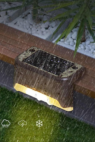 4 Lü Solar Köşebent Led Bahçe Lambası Güneş Enerjili Şarj Edilen Merdiven Veranda Bahçe Yolu 1430 Sku: Smg8690010166890