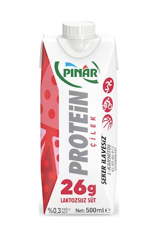 Pınar Protein Çilekli Laktozsuz Süt 500 Ml X 6 Adet