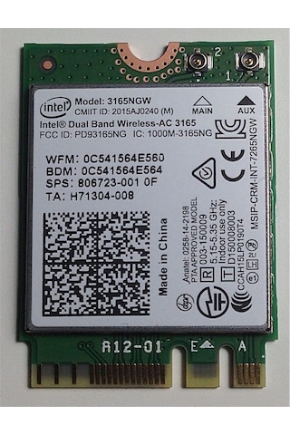 Intel 3165ngw Dual Band Wi Fi + Bluetooth 4.0 Kablosuz Ağ Kartı M.2 Ngff Intel 3165ngw Dual Band Wi Fi + Bluetooth 4.0 Kablosuz Ağ Kartı M.2 Ngff