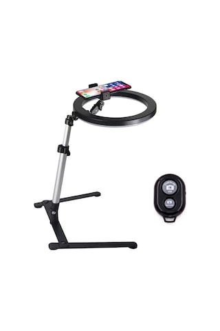 Microcase Işıklı Ürün Çekim Standı Tripod + Bluetooth Kumanda + Telefon Tutucu + Ring Halka Led Lamba- Al3056 Standart