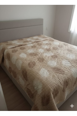 Pamuklu Yatak Örtüsü , Pike , Çok Amaçlı Örtü , Lüx , 1.kalite ,çift Kişilik Bej - Kahverengi