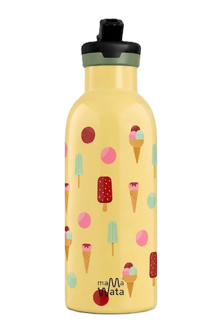 Mamawata Ice Cream Pipetli Çocuk Termos Matara 470 Ml Paslanmaz Çelik Sızdırmaz Yalıtımlı Suluk Sarı