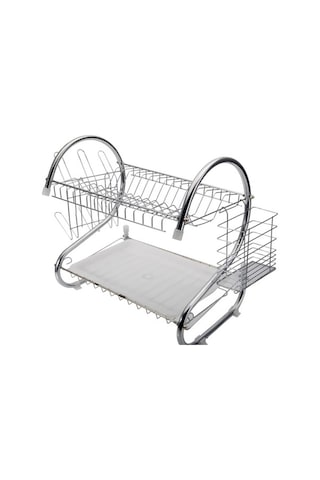 Dancemonkey 2 Katlı Mutfak Bulaşık Kurutma Rafı Gümüş , Gümüş Kaplama Gümüş