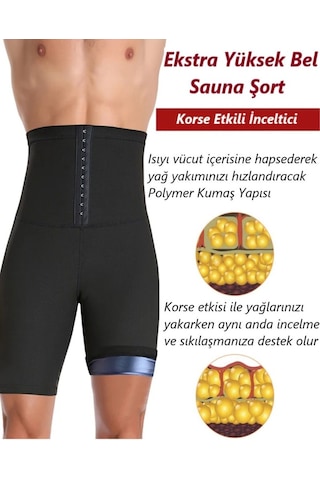 Mistirik Sauna-şort Erkek Korse Vücut Şekillendirme Etkili Yüksek Bel Sauna Termal Şort Siyah