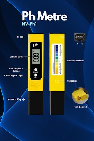 Dijital Ph Metre 0-14 Ph Yüksek Hassasiyetli Su Test Cihazı, Akvaryum Havuz Ve Su Arıtma Için 0-14 Ph Aralığı