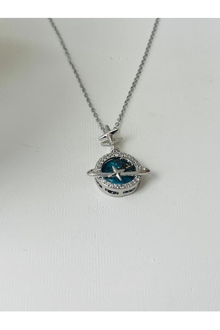 Galaxy Satürn Model Çelik Kolye Gümüş