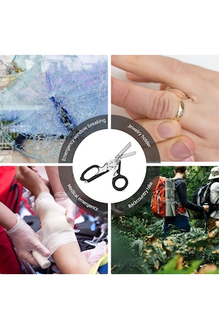 Hfambition Küçük Çekirdekli Folding Çakı-makas Seti, Dış Mekan Kampı İçin Çok Fonksiyonlu, Sert Çelik, Siyah, Acil Kırıcı Ve Açıcı Araçlar