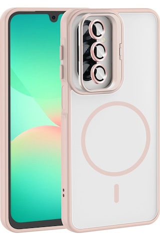 Galaxy Uyumlu A17 Kılıf Standlı Ve Kamera Lens li Mkst Etro Kapak - Gri Gri
