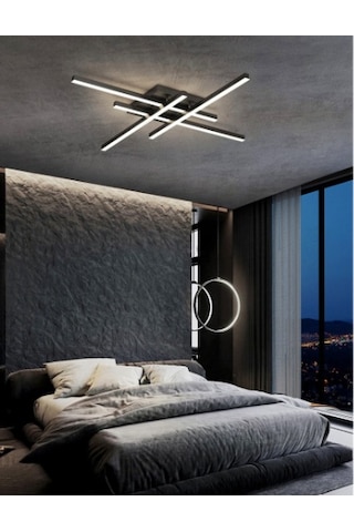 Siyah Led Tavan Lambası 3000K Sarı Işık Avize Modern Aydınlatma