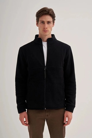 Cazador Caz 5127 Dik Yk. Polar Sweat Hırka Siyah Siyah