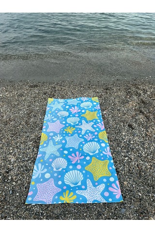Baskılı Plaj Havlusu Mavi
