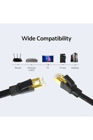 Pazly 40gbps Cat8 Ethernet Kablosu, 2000mhz, 8 Çekirdek, Alüminyum Folyo, Siyah, Dayanıklı Veri Transferi Kablo