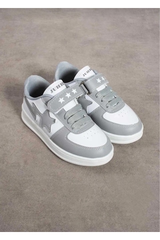 Outlet Ayakkabı Deposu Unisex Çocuk Spor Ayakkabı Beyaz - Gri