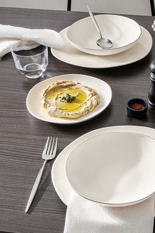 Kütahya Porselen Soho Mat Platin Fileli 24 Parça 6 Kişilik Yemek Takımı Platin