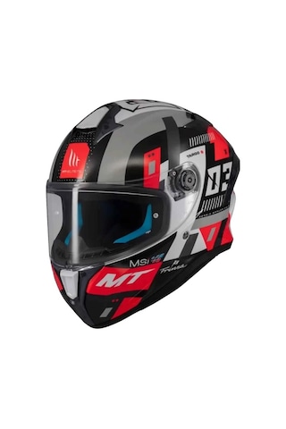 Mt Helmets Targo S Sergio Garcia B5 Kapalı Motosiklet Kaskı Gri Kırmızı