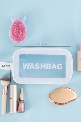Porsima 2li Şeffaf - Beyaz Seyahat Ve Makyaj Çantası Su Geçirmez Organizer Washbag