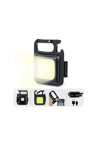 Fosenze Usb Şarjlı Anahtar Zinciri Işığı - 4 Işık Modu 800 Lumen, 360 Aydınlatma Cob Led Stroboskop Ve Uzun Süre Kullanim Süresi Hediye Kutulu Gösterildiği Gibi