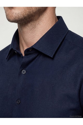 Lcw Busıness Lacivert Slim Fit Armürlü Erkek Gömlek