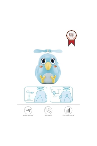 Torima F-31 Mavi El Tipi Mini Fan Vantilatör Sevimli Kuş Figürlü Taşınabilir Mini Fan