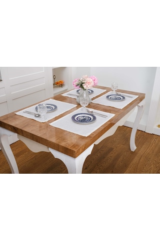 Finezza İris Jakar Polyester Kumaş Krem Amerikan Servis 33,5x46 cm Bej 4 Ad-1391 Krem