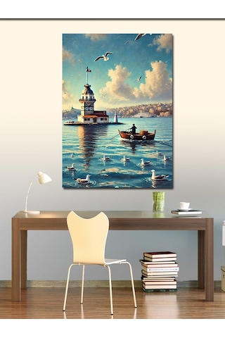 Kanvas Tablo Kız Kulesi Ve Deniz 70cmx100cm