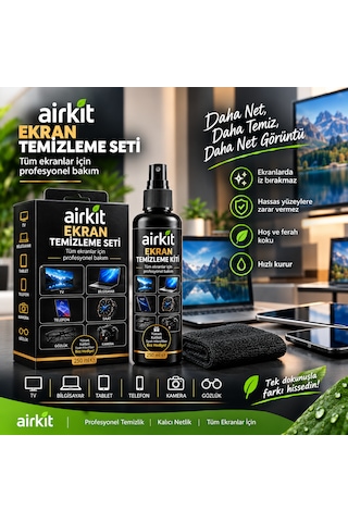 Ekran Temizleme Spreyi Seti 250ml Mikrofiber Bez Televizyon, Bilgisayar, Telefon, Gözlük Temizleme