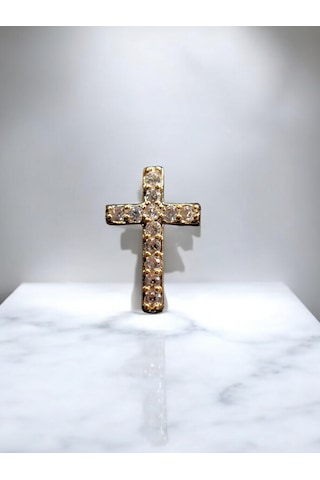 Haç Model Zirkon Taşlı Piercing Helıx Tragus Conch Altın