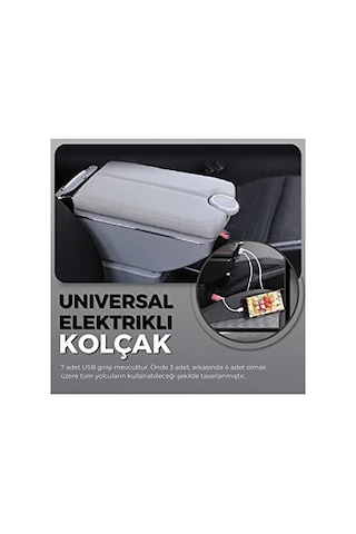 7 Usb Li Her Araca Uygun Universal Kolçak Kol Dayama Çift Açılır Gri