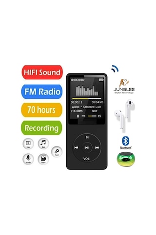 8gb Hafıza Kartlı Bluetoothlu Mp3 Çalar Ses Kayıt Fm Radio Dahili Hoparlör Ekranlı Müzik Çalar