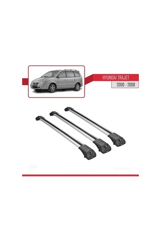 Hyundai Trajet 2000-2008 Arası İle Uyumlu Ace-1 Ara Atkı Tavan Barı Gri 3 Adet Bar