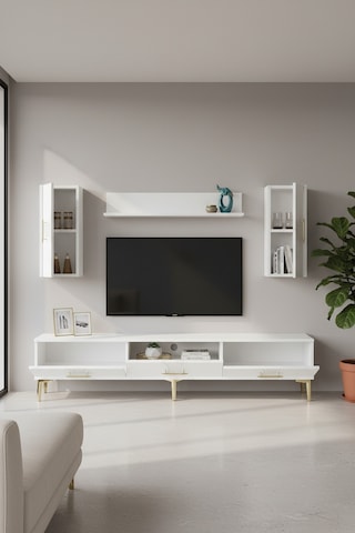 Tvr1832bg Slim Tv Ünitesi Takımı Beyaz-gold 180cm