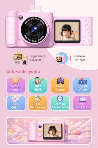 1080p Hd Video Ve 48mp Çözünürlüklü Döner Ekranlı Hem Eğlence Hem Yaratıcılık 8x Zoom & Hd Video Kayıt
