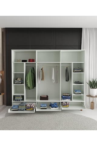 Soho 6 Kapaklı Çekmeceli Gardırop - Tamamı Mdf Beyaz