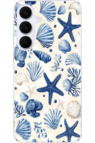 Samsung Galaxy S25 Fe Uyumlu Mavi Deniz Kabuğu Ve Yıldız Desenli Baskılı Silikon Kılıf Renkli Samsung Galaxy S25 Fe Uyumlu Mavi Deniz Kabuğu Ve Yıldız Desenli Baskılı Silikon Kılıf Renkli