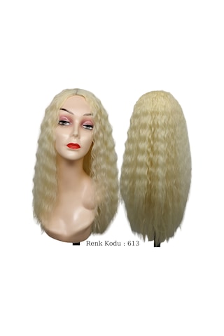 Peruk Ankara Fiber Sentetik Afro Su Dalgası Peruk Açık Platin No-613