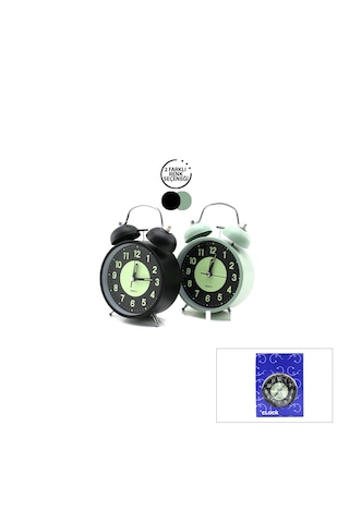 Lunaev Alarm Clock No-847 Yuvarlak Masa Çalar Saat Metal Kasa Renkli Pilli - Işıklı - Fosforlu Çap: .