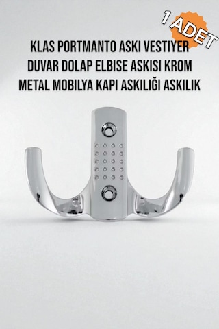 Dekoratif Krom Askılık Portmanto, Kapı Ve Dolap İçin Uygun Metal Askı Gümüş