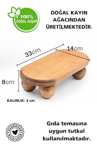 Halohope El Yapımı Ahşap Küçük Boy Dikdörtgen Sunum Standı Tabağı