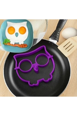 Shineyee Baykuş Şekilli Silikon Yumurta Pişirici, Mutfakda Yumurta Ve Pancake Kalıbı, Pratik Pişirme Aracı Mor
