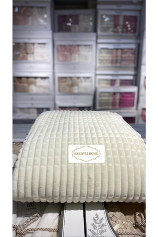 Saraylı Home Merinos Modern Line Yatak Örtüsü Beyaz