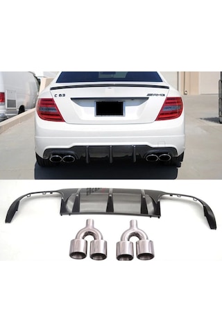 Autogp Mercedes W204 C63 Amg Arka Tampon Difüzörü Ve Egzoz Ucu Seti 2012 / 2014