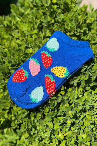 Lousocks Unisex 2'li Çilek Ve Narenciye Desenli Patik Çorap Çok Renkli