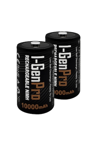I-gen Pro Hr20 D Büyük Boy 10.000 Mah Şarj Edilebilir D Boy 1.2v Ni-mh Şarjlı Pil 2'li Paket
