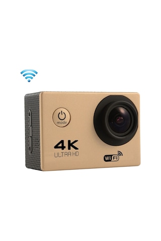 F60 2.0 İnç Ekran 170 Derece Geniş Açılı Wifi Sport Action Camera Kamera Kamerası, Su Geçirmez Konut Kılıfı, Destek 64gb Mikro Sd Kartı Altın