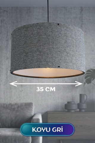 Büro Ev Ofis Hediyesi İçin 35cm Gri Kumaş Başlıklı Sarkıt Avize Diğer