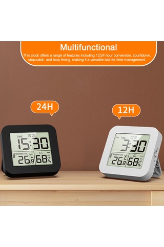 Skycity Beyaz İngilizce Lcd Ekranlı Çok Fonksiyonlu Saat - Sıcaklık, Nem Ölçer, İki Alarm Ve Döngüsel Zamanlayıcı