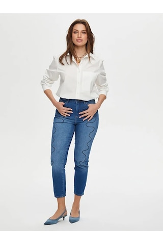 Faik Sönmez Yanları İp Nakışlı Slim Fit Kadın Jean Pantolon Us25jpn003 İndigo