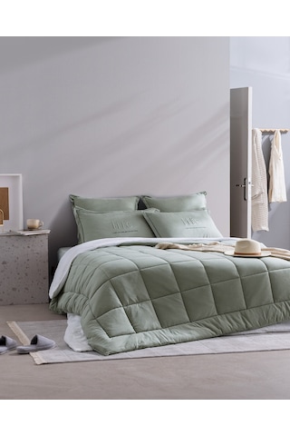 Madame Coco Bobigny Çift Kişilik Pamuklu Supersoft Comforter Set - Mint Yeşili Yeşil