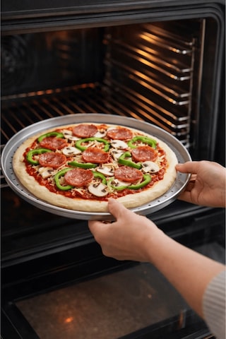 30 Cm Delikli Alüminyum Pizza Tepsisi - Pizza Tavası Gri